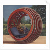 Man in futuristic round car by Anonymous