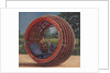 Man in futuristic round car by Anonymous
