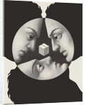 Three faces staring at cube by Anonymous