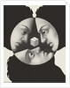 Three faces staring at cube by Anonymous