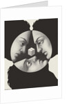 Three faces staring at cube by Anonymous