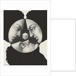 Three faces staring at cube by Anonymous