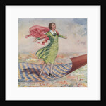 Woman flying on carpet by Anonymous
