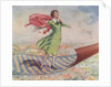 Woman flying on carpet by Anonymous