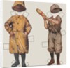 Paper doll boy with baseball uniform and rain slicker by Anonymous