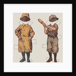 Paper doll boy with baseball uniform and rain slicker by Anonymous