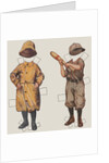 Paper doll boy with baseball uniform and rain slicker by Anonymous