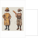 Paper doll boy with baseball uniform and rain slicker by Anonymous