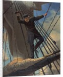 Admiral David Farragut lashed to upper mast during Battle of Mobil Bay by Anonymous