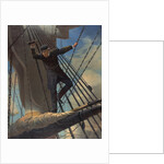 Admiral David Farragut lashed to upper mast during Battle of Mobil Bay by Anonymous