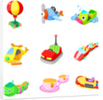 Close-up of various amusement park rides by Anonymous