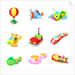 Close-up of various amusement park rides by Anonymous