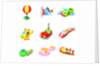 Close-up of various amusement park rides by Anonymous