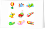 Close-up of various amusement park rides by Anonymous