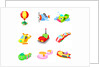 Close-up of various amusement park rides by Anonymous
