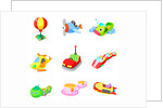 Close-up of various amusement park rides by Anonymous