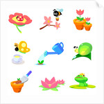 Flowers and animals found in garden by Anonymous