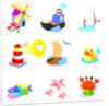 Various animals with boats on a white background by Anonymous