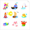 Various animals with boats on a white background by Anonymous