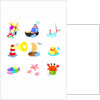 Various animals with boats on a white background by Anonymous