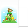 Bird perching on a birdhouse by Anonymous