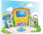 Close-up of a television with speakers by Anonymous