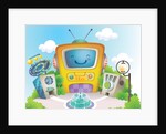 Close-up of a television with speakers by Anonymous