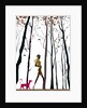 Side profile of a woman walking with her dog by Anonymous
