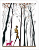 Side profile of a woman walking with her dog by Anonymous