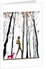 Side profile of a woman walking with her dog by Anonymous