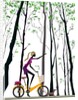 Side profile of a woman riding a bicycle by Anonymous