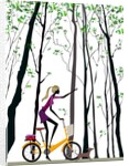 Side profile of a woman riding a bicycle by Anonymous