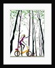 Side profile of a woman riding a bicycle by Anonymous