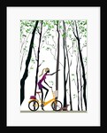 Side profile of a woman riding a bicycle by Anonymous