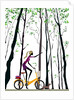 Side profile of a woman riding a bicycle by Anonymous