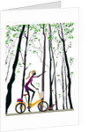 Side profile of a woman riding a bicycle by Anonymous