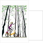Side profile of a woman riding a bicycle by Anonymous