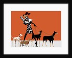 Side profile of a woman walking with her dogs by Anonymous