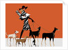 Side profile of a woman walking with her dogs by Anonymous