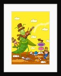 Three children playing musical instruments by Anonymous