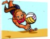 Woman playing volleyball on the beach by Anonymous