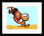 Woman playing volleyball on the beach by Anonymous