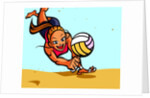 Woman playing volleyball on the beach by Anonymous