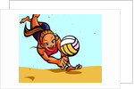 Woman playing volleyball on the beach by Anonymous