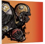 American football player holding football by Anonymous