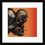 American football player holding football by Anonymous