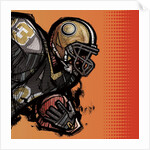 American football player holding football by Anonymous