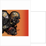 American football player holding football by Anonymous