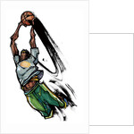 Basketball player holding ball by Anonymous