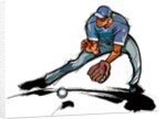 Baseball player catching ball by Anonymous